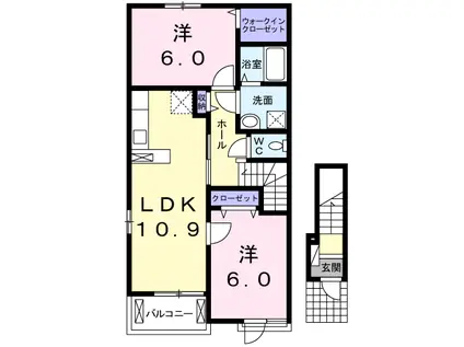 シャドン・朝(2LDK/2階)の間取り写真