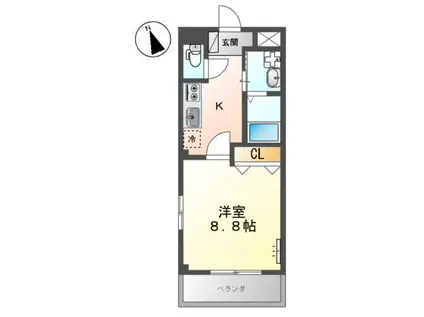 アルファルドⅢ(1K/2階)の間取り写真