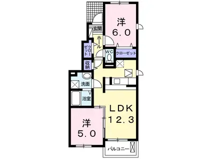 ピュアストリームA(2LDK/1階)の間取り写真