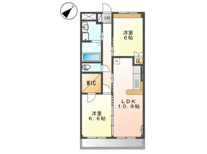福塩線 備後本庄駅 徒歩18分 2階建 築15年(2LDK/2階)の間取り写真