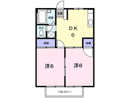 シティハイツ高橋A(2DK/2階)の間取り写真