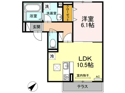 セジュールさくら(1LDK/1階)の間取り写真