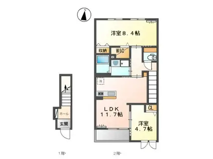ル・シャンテノール(2LDK/2階)の間取り写真