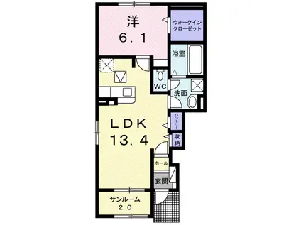 コンフォール(1LDK/1階)の間取り写真