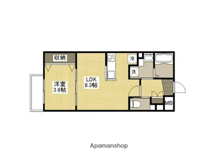 月光福山中央参番館(1LDK/3階)の間取り写真