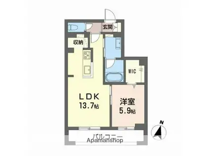 ソール デ リーヴル 西町(1LDK/2階)の間取り写真