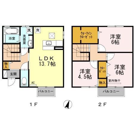 ウィット西深津 B棟(3LDK)の間取り写真