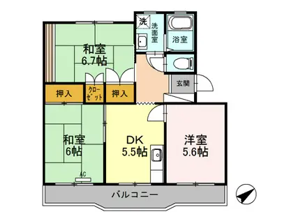 コーポラス多治米(3K/4階)の間取り写真