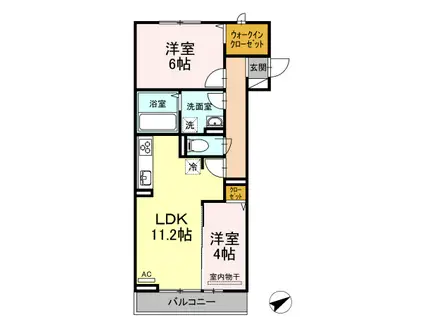 ジェルメⅡ(2LDK/3階)の間取り写真