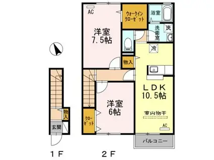 グレイススクエア新涯5A棟(2LDK/2階)の間取り写真