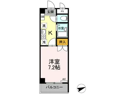 セジュール浦上(1K/2階)の間取り写真