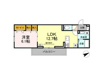 M-BASE HONJO KITA(1LDK/2階)の間取り写真