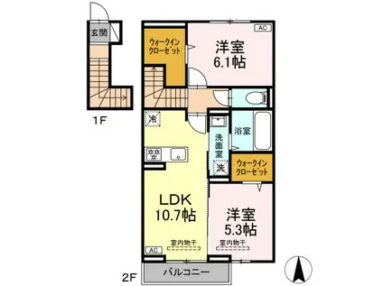 シエンヌ2(2LDK/2階)の間取り写真