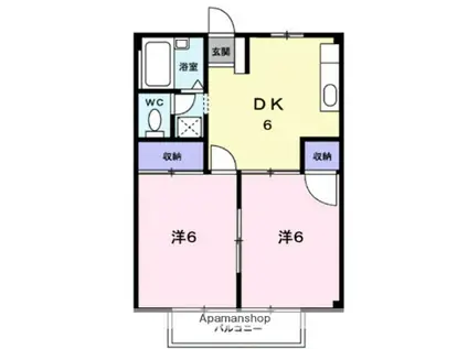 シティハイツホワイトリバー(2DK/2階)の間取り写真