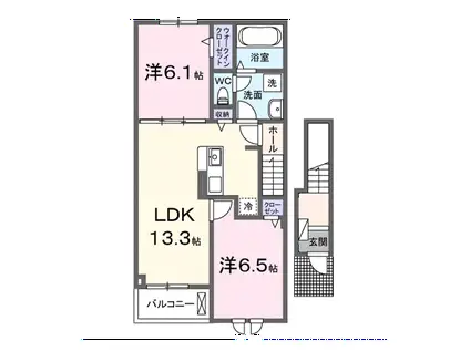 ラフィネⅢ(2LDK/2階)の間取り写真