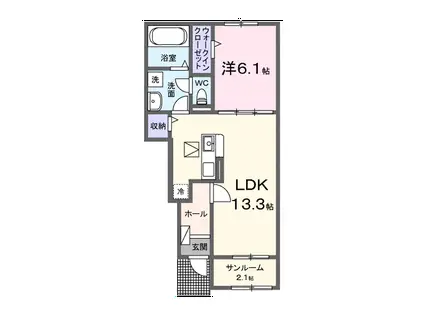 ラフィネⅢ(1LDK/1階)の間取り写真