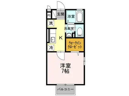 MANOCASTELLOC棟(1K/2階)の間取り写真