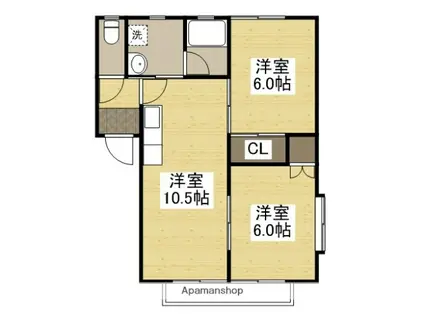 ツインズHIKINO A棟(2LDK/2階)の間取り写真