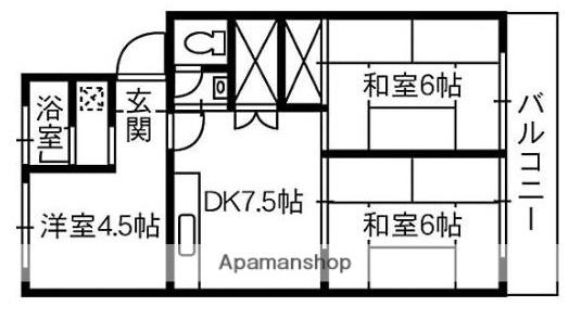 駒金屋10マンション(3DK/2階)の間取り写真