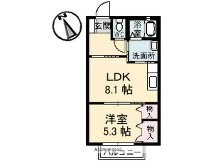 サン・リバー弐番館(1LDK/1階)の間取り写真