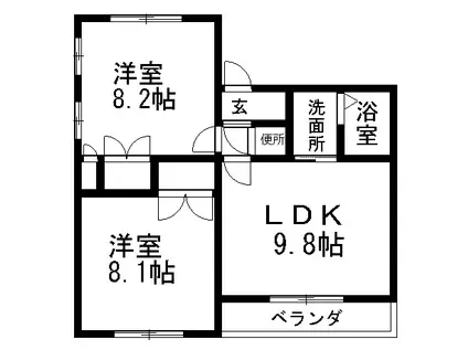 ドルチェ井上弐番館(2DK/2階)の間取り写真