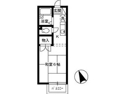 リビエールアンA棟(1K/2階)の間取り写真