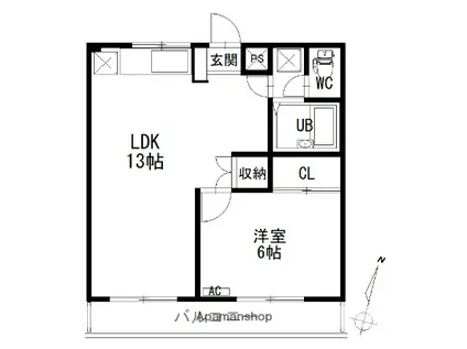 ピュアチャイルド(1LDK/2階)の間取り写真