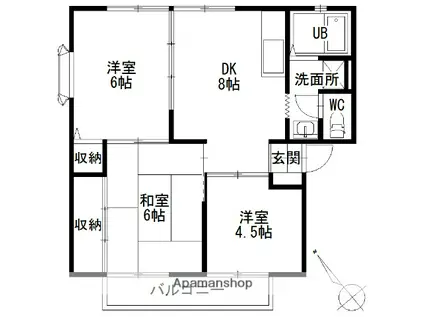 サンビレッジ城南B(3DK/1階)の間取り写真