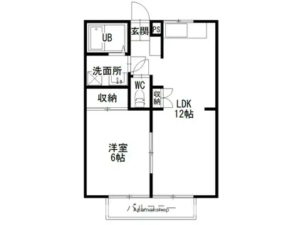 山根ハイツ(1LDK/2階)の間取り写真