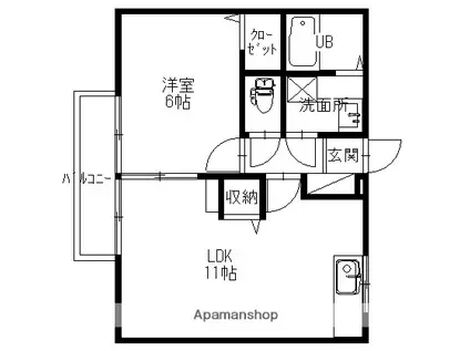 リバーフィールド(1LDK/1階)の間取り写真