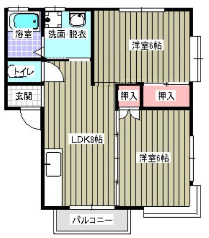 ミレニアム榮(2LDK/1階)の間取り写真