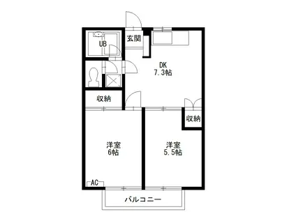 カーサー光(2DK/2階)の間取り写真