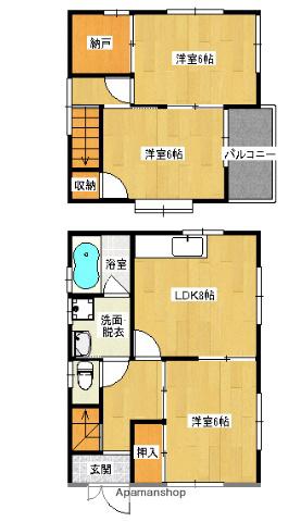 広島県福山市 2階建 築20年(3SDK)の間取り写真