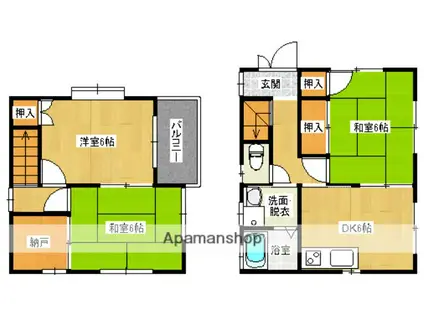 福塩線 備後本庄駅 徒歩19分 2階建 築25年(3SDK)の間取り写真