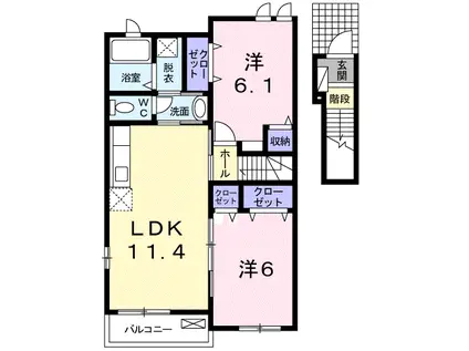 ハウス アイB(2LDK/2階)の間取り写真