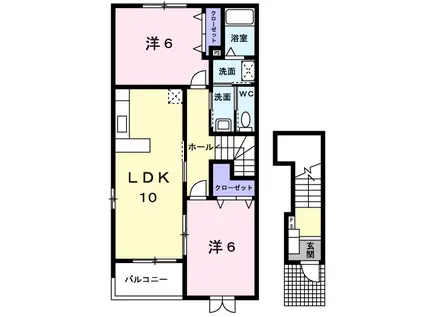 サンリットパレスA(2LDK/2階)の間取り写真