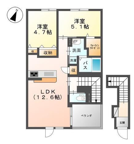クレール(2LDK/2階)の間取り写真