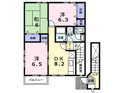 ボナールA(3DK/2階)の間取り写真