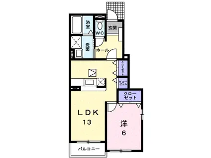 ディマンシュ.MA(1LDK/1階)の間取り写真