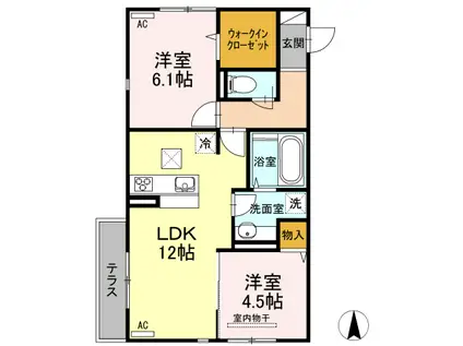 メゾン・ド・キャトル4(2LDK/1階)の間取り写真