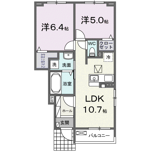 サンテールⅤ(2LDK/1階)の間取り写真