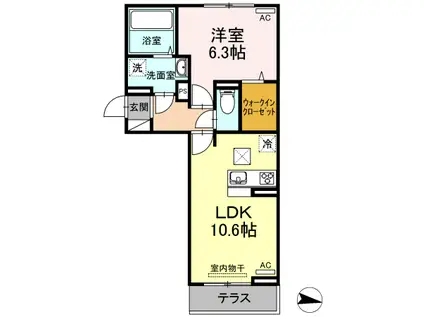 フレッチェ・ボスコⅤ(1LDK/1階)の間取り写真