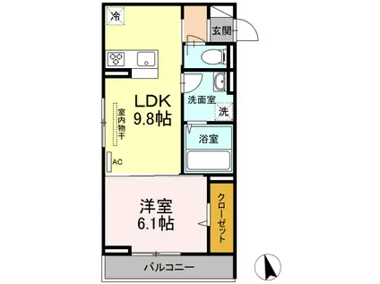 ラ・ナチュール曙(1LDK/3階)の間取り写真