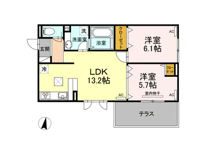 アンシャンテ(2LDK/1階)の間取り写真