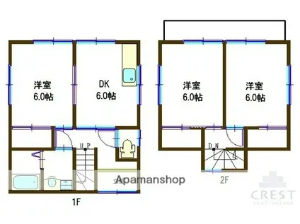 山陽本線 東福山駅 徒歩39分 2階建 築40年(3DK)の間取り写真