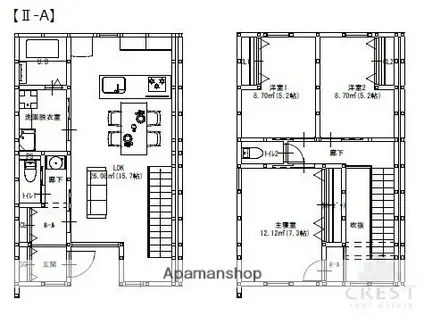 グランメゾンクレスト南蔵王Ⅱ(3LDK)の間取り写真