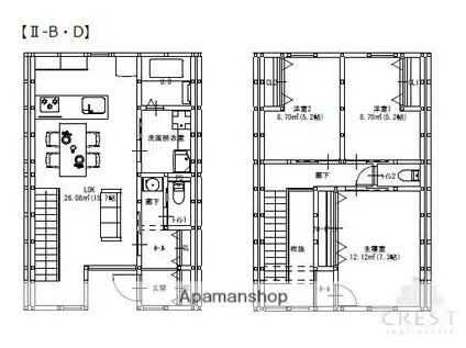 グランメゾンクレスト南蔵王Ⅱ(3LDK)の間取り写真