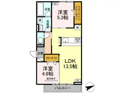 D-RESIDENCE東手城(2LDK/2階)の間取り写真