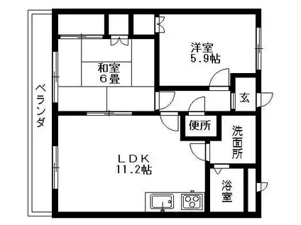 コンフォールパレス(2LDK/1階)の間取り写真