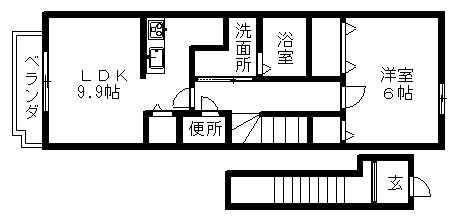 アストラル(1LDK/2階)の間取り写真